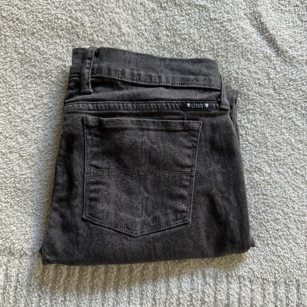 Lucky Brand Women's 6/28 Charlie Skinny Snake Print Gray Jeans Streetwear
